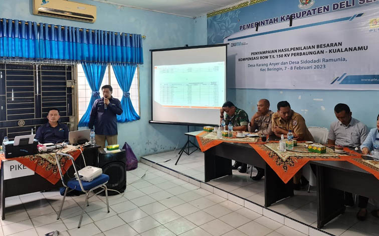 PLN Gelar Sosialisasi Penilaian Kompensasi Tanah Di ROW Jalur SUTT 150 kV Perbaungan-Kualanamu