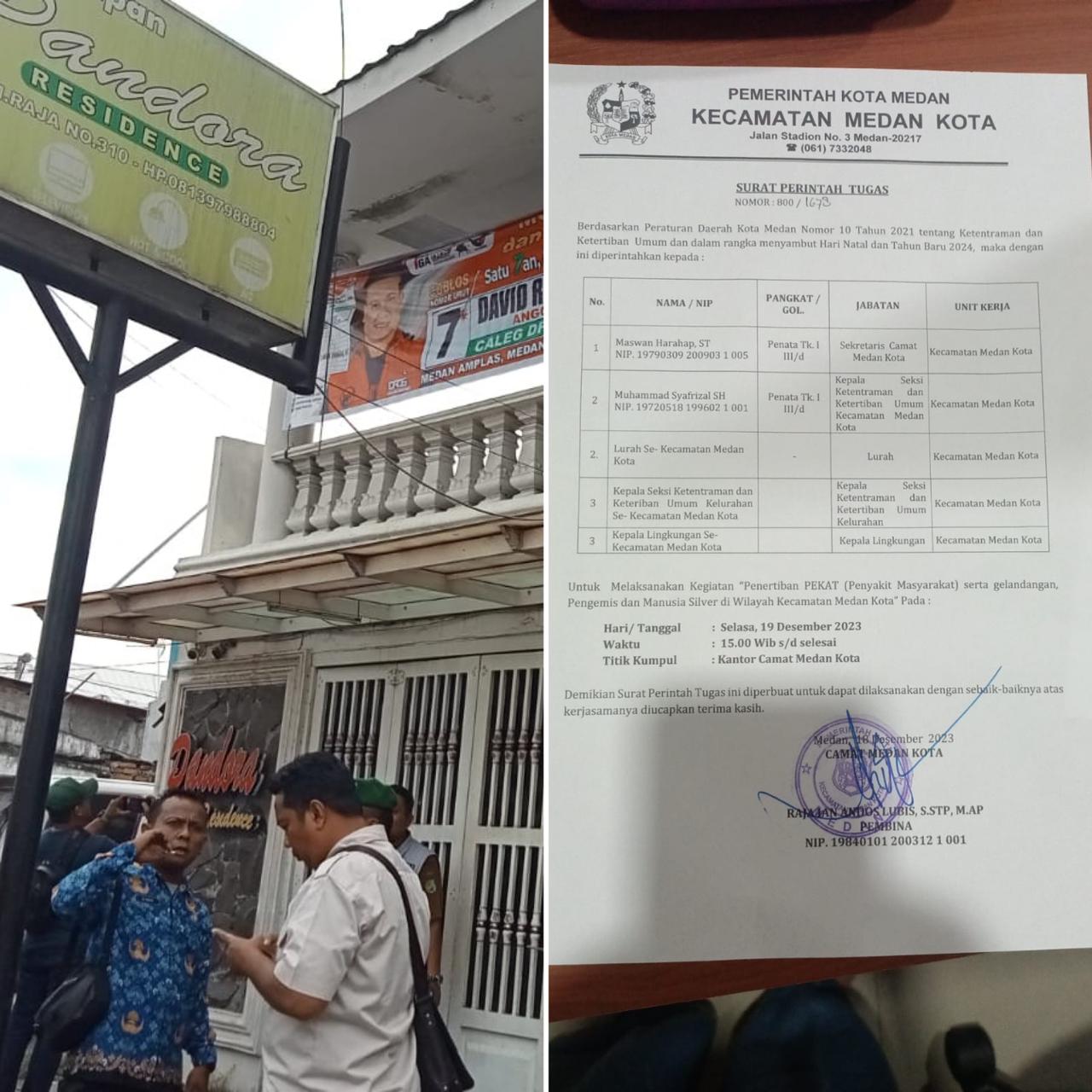 Bukan Razia Tempat Prostitusi, Tim Gabungan Medan Kota Data  Sejumlah Penginapan