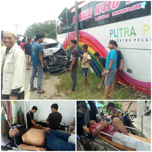 Bus Putera Pelangi Kontra Toyota Innova Di Jalinsum Besitang