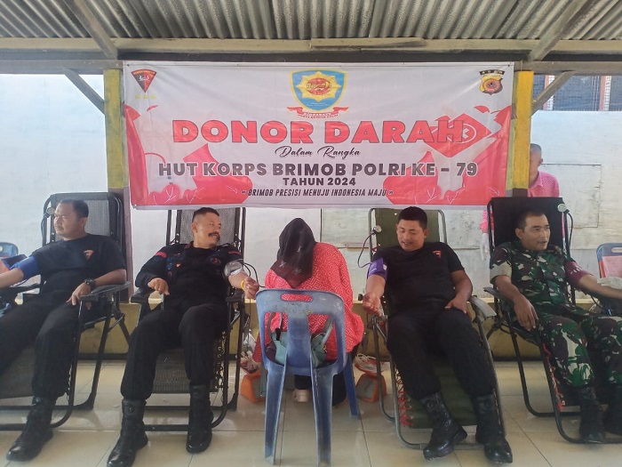 Peringati HUT Brimob, Kompi 2 Batalyon B Pelopor Satbrimob Aceh Donor Darah