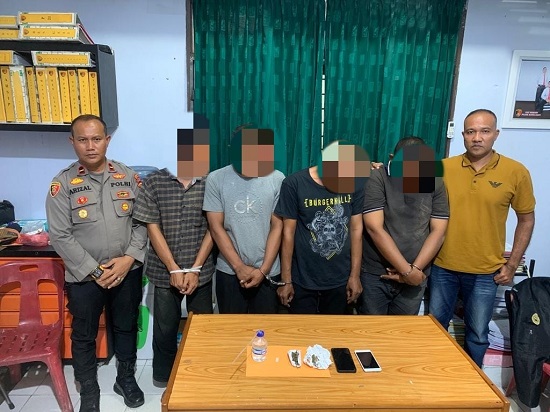 Polsek Banda Sakti Bekuk Empat Pemuda Asyik Nyabu Dan Berganja