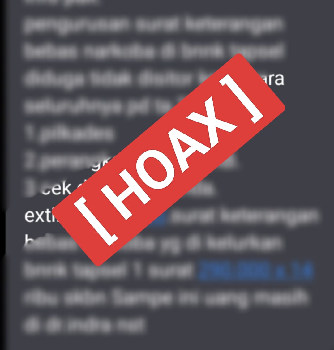 Hoax, Dugaan Biaya SKBN Di BNNK Tapsel Belum Disetor Ke Kas Negara
