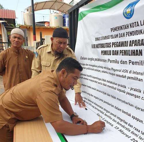 ASN Dinas Syariat Islam Kota Langsa Ikrar Netralitas Pemilu 2024