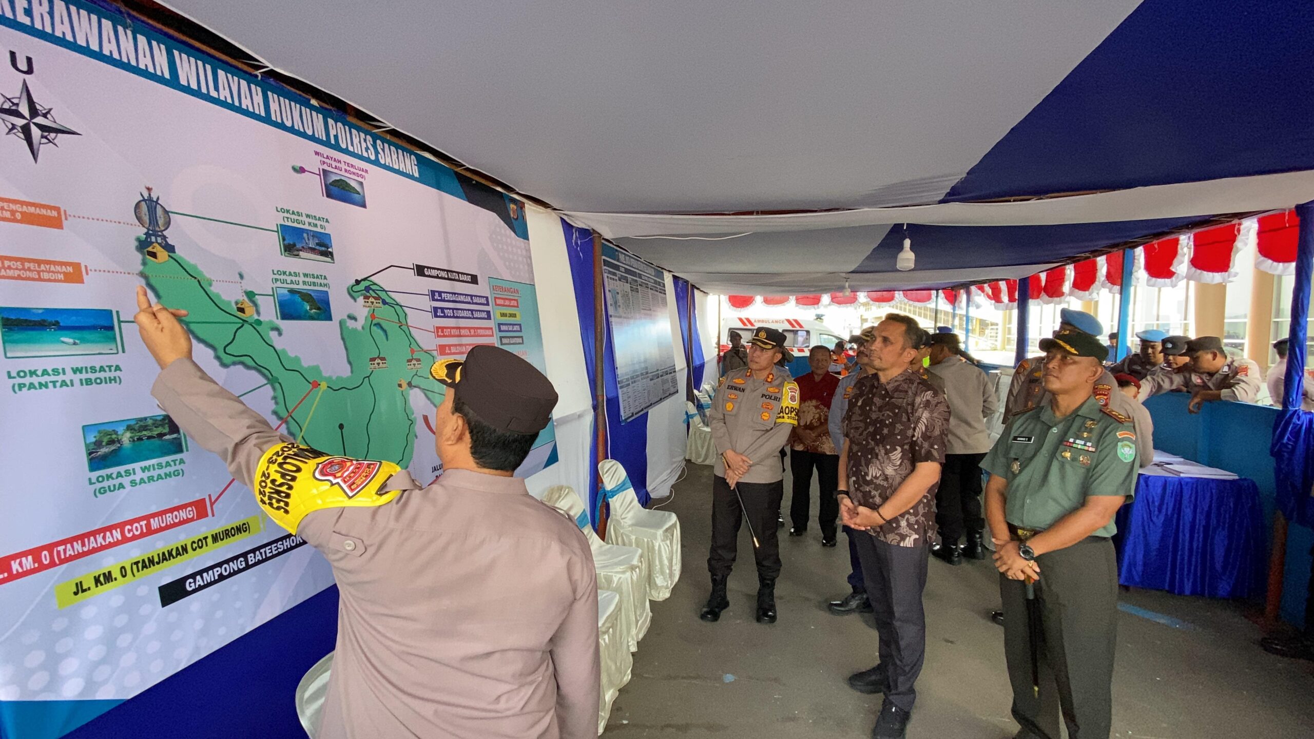 Pj Wali Kota, Kapolres Serta Dandim 0112/Sabang Tinjau Pos Terpadu Operasi Ketupat Seulawah 2024