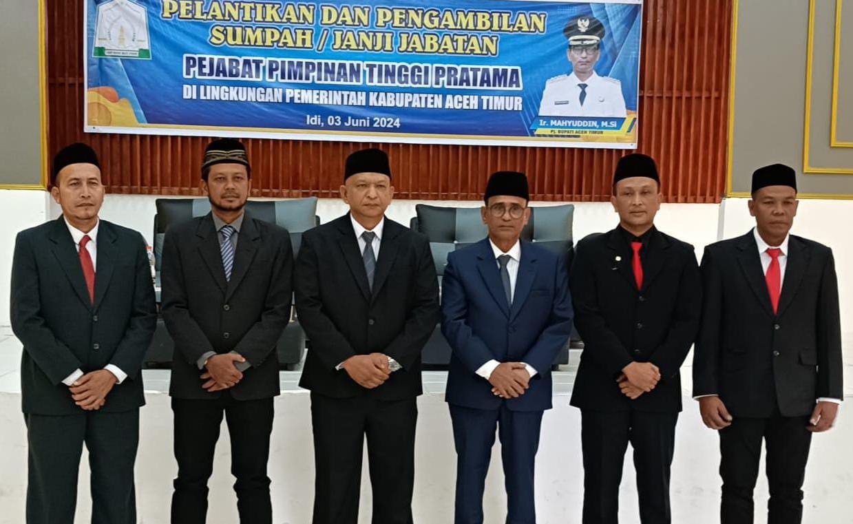 Pj Bupati Aceh Timur Lantik Lima Jabatan Eselon II