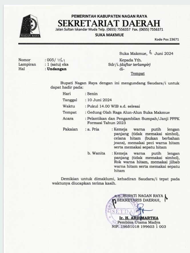 623 PPPK Nagan Raya Dilantik Senin Depan, Ini Lokasinya