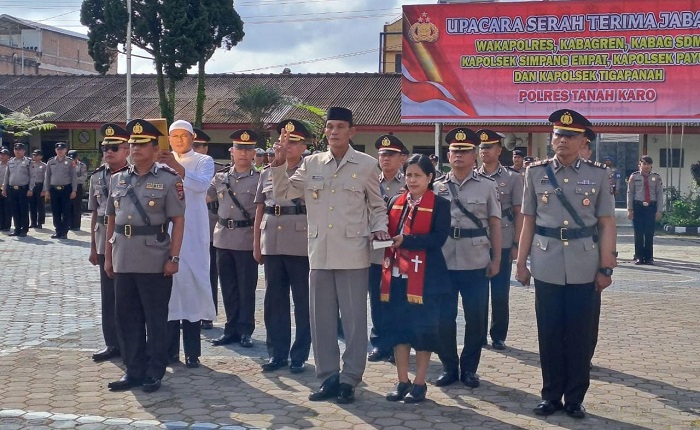 Kapolres Karo Pimpin Sertijab Wakapolres Dan PJU Serta Kapolsek