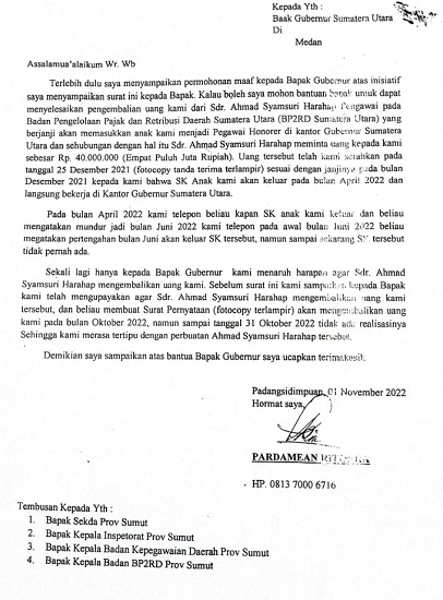 Tipu Warga Sidempuan, Pegawai BP2RD Sumut Dilaporkan Ke Gubsu