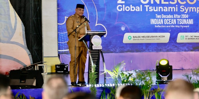 Dalam Simposium UNESCO, Pj Gubernur Aceh Ajak Dunia Perkuat Peringatan Dini Tsunami