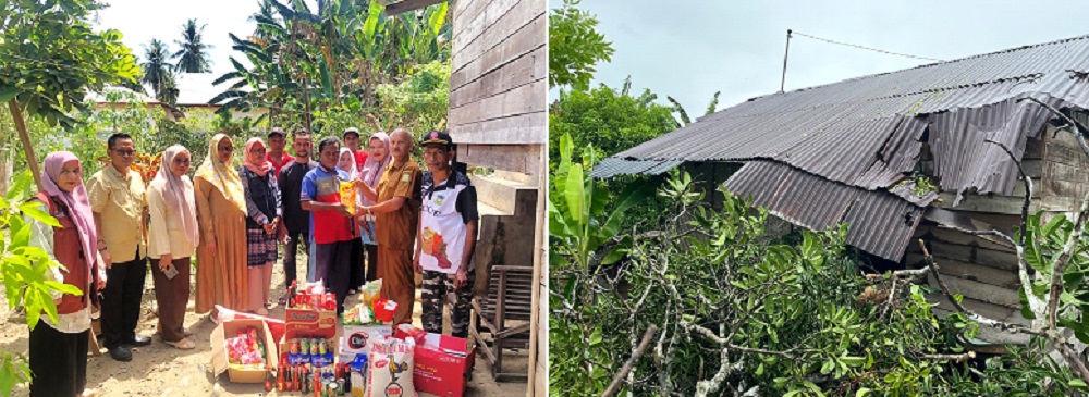 Dinsos Aceh Besar Salurkan Bantuan Masa Panik Korban Angin Kencang