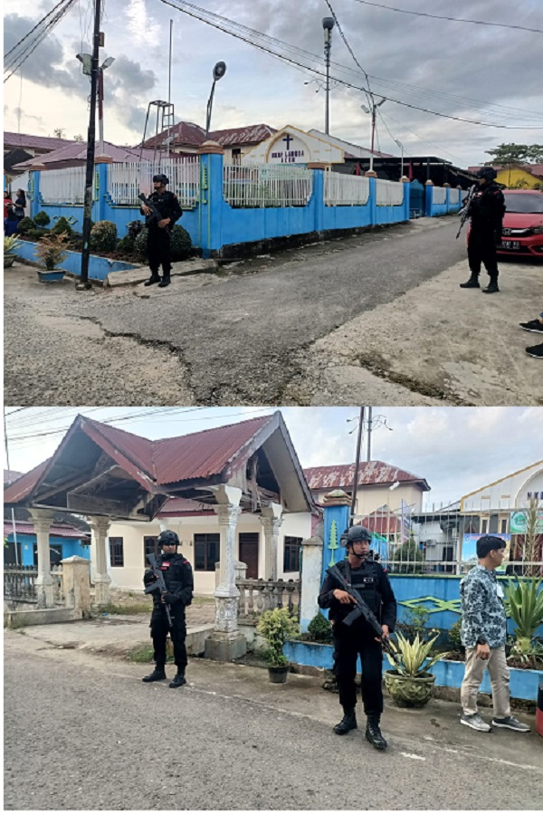 Jelang Nataru Brimob Amankan Rumah Ibadah