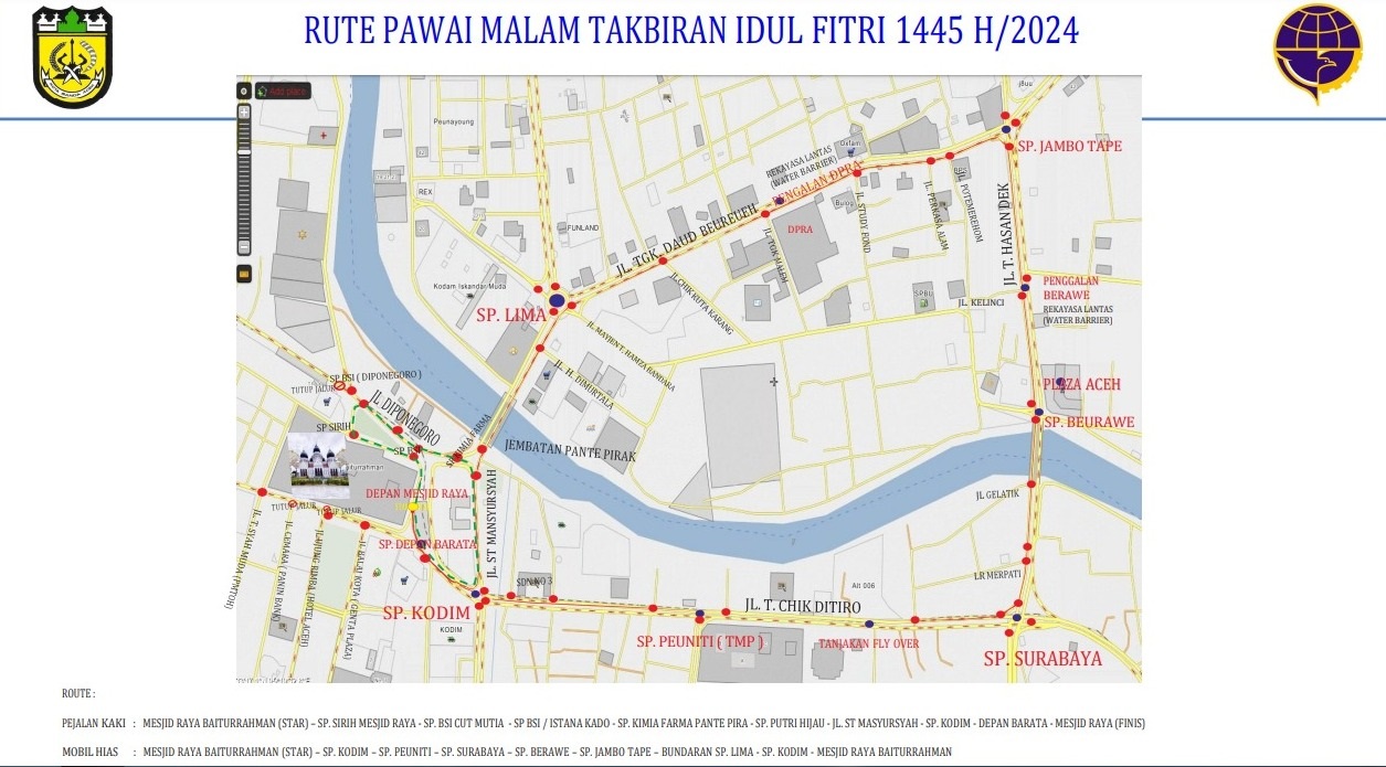 Ini Rute Pawai Takbir Keliling Idulfitri 1445 H Di Banda Aceh