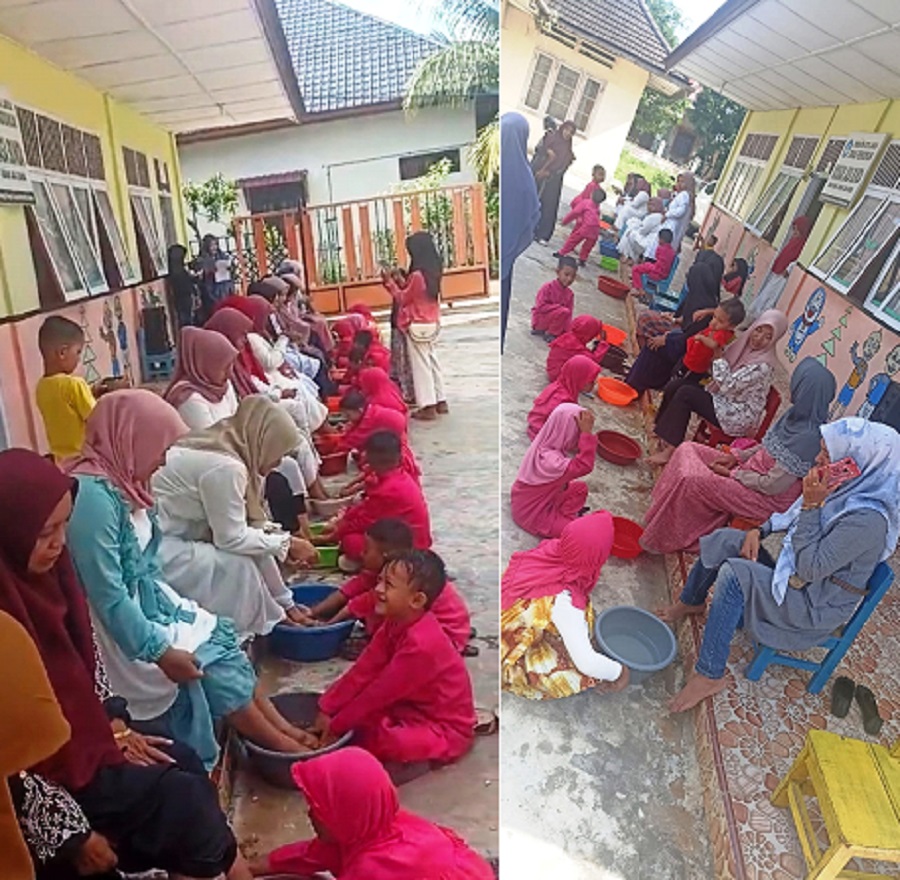Suasana Haru Selimuti Prosesi Basuh Kaki Ibu Di TK Jasa Bunda
