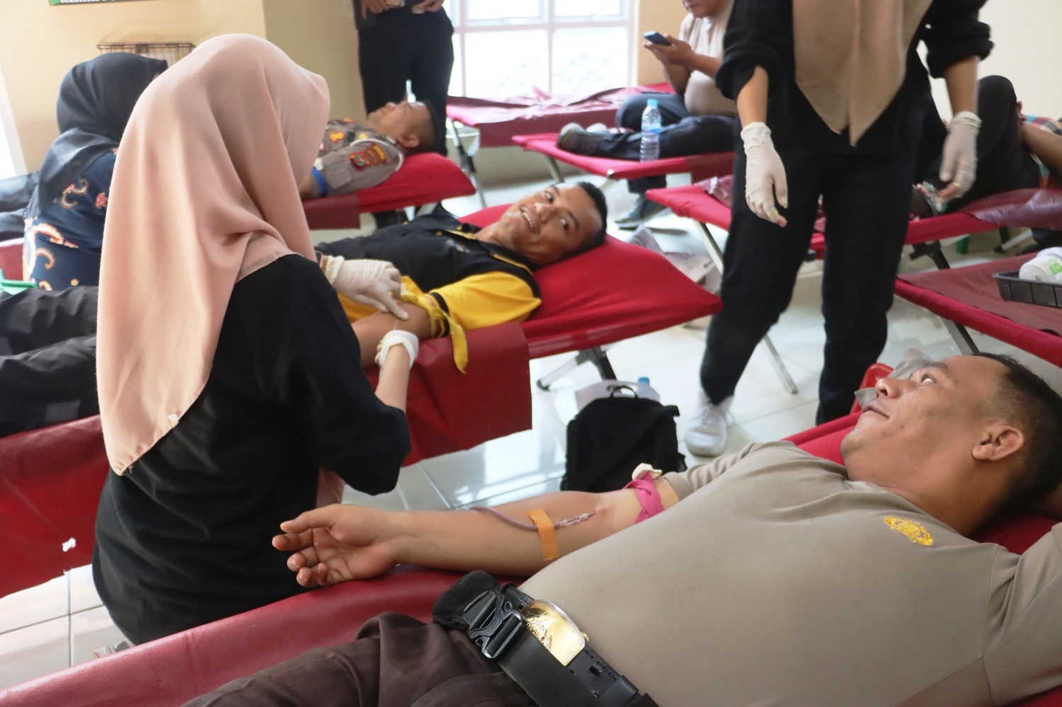 Jelang HUT Ke-78 Bhayangkara, Polres Langkat Gelar Donor Darah 