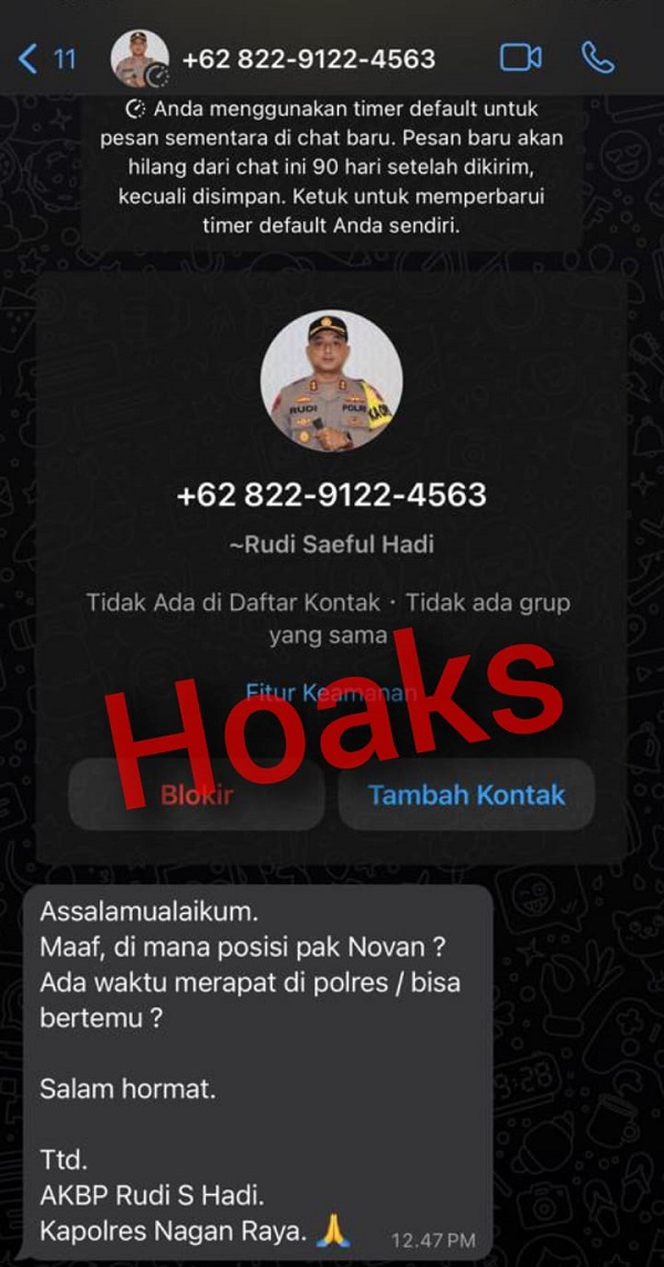 Nama Kapolres Nagan Raya Dicatut