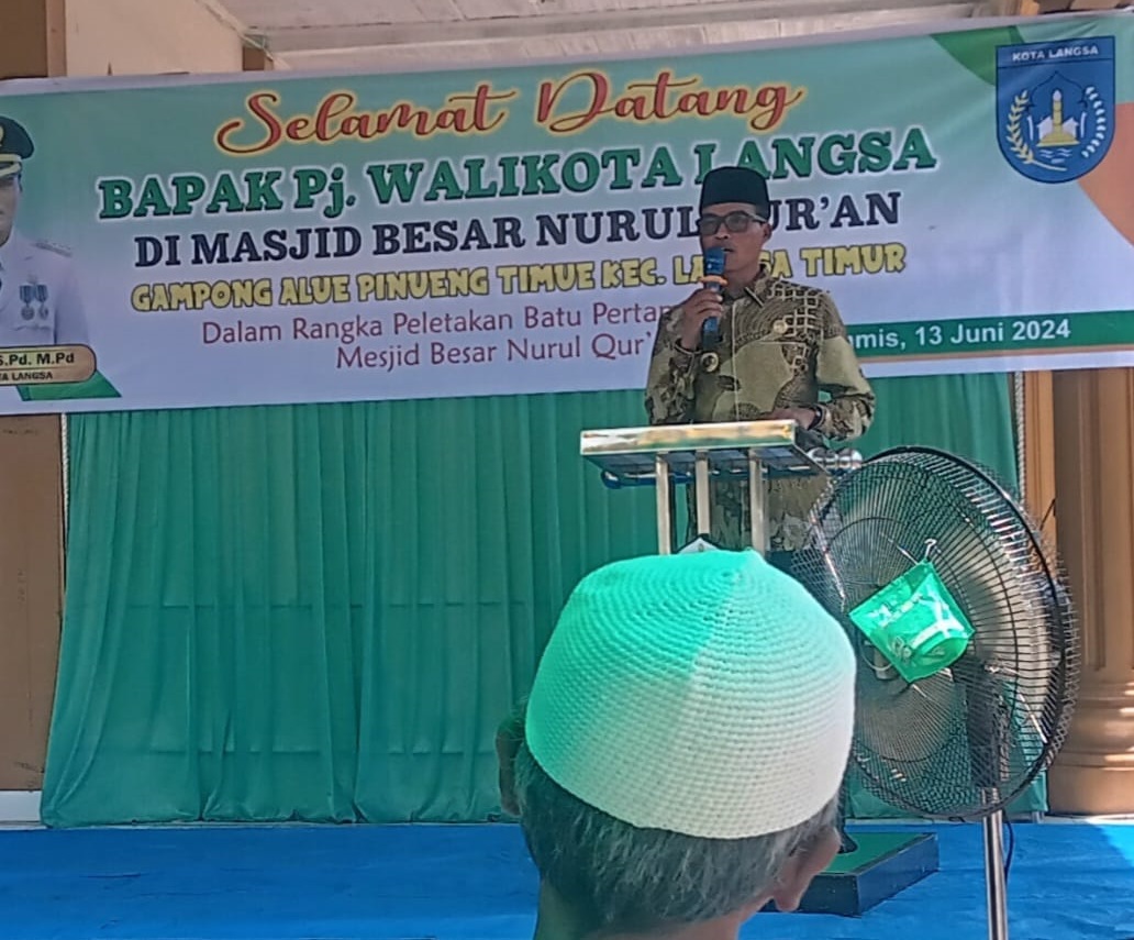 Pj Wali Kota Langsa Letakkan Batu Pertama Masjid Nurul Qur'an
