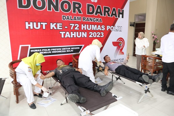 Personel Polres Agara Gelar Donor Darah