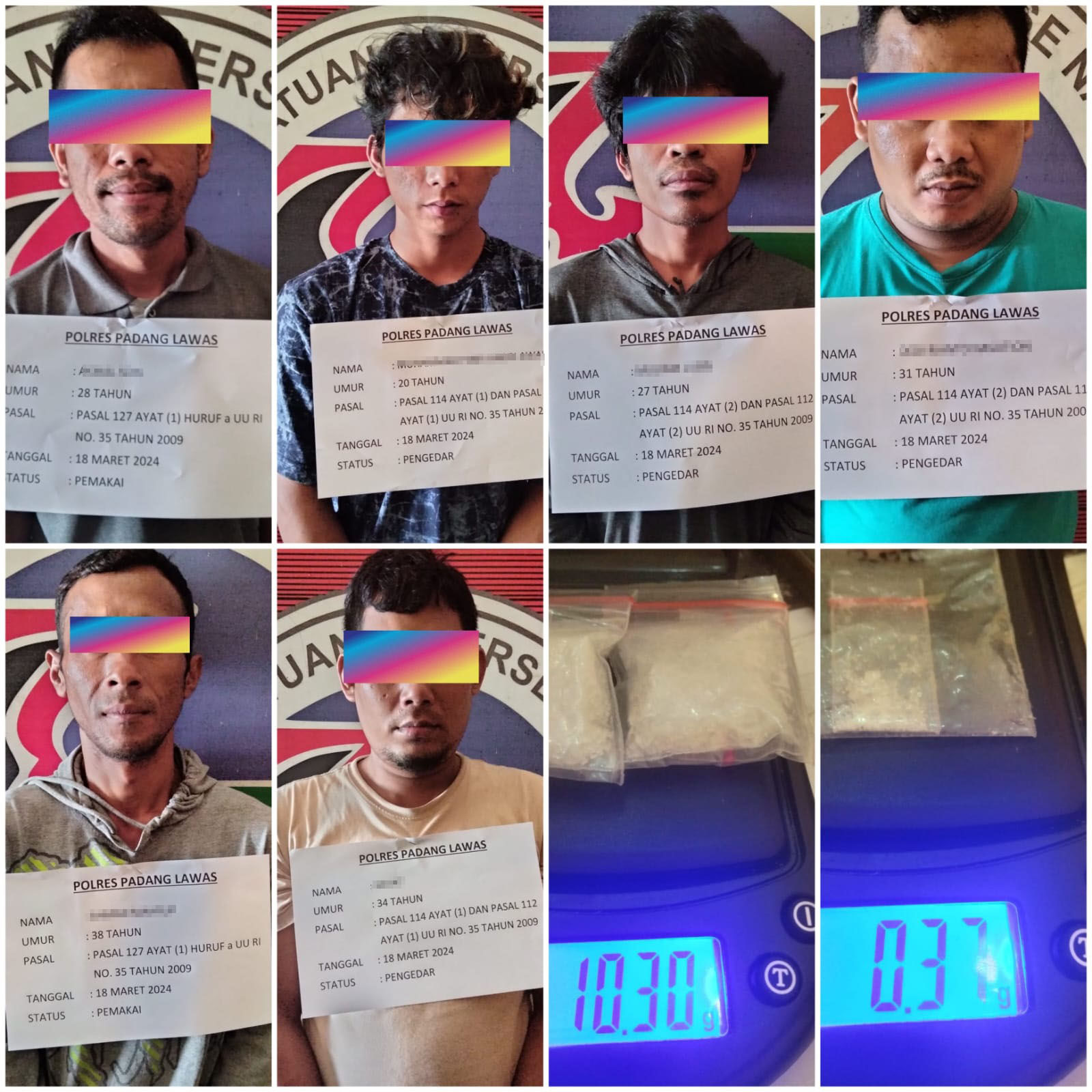Di Palas, Enam Tersangka Narkoba Dibekuk Polisi