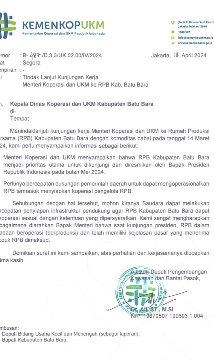 RPB Batubara Prioritas Diresmikan Presiden RI