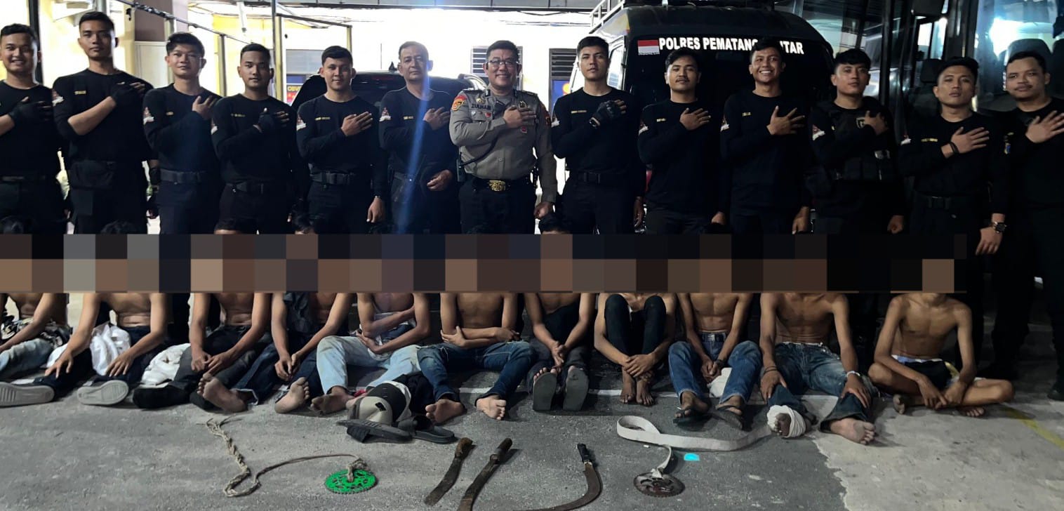 Polres P.Siantar Gagalkan Tawuran Dan Amankan 16 Remaja Bawa Sajam