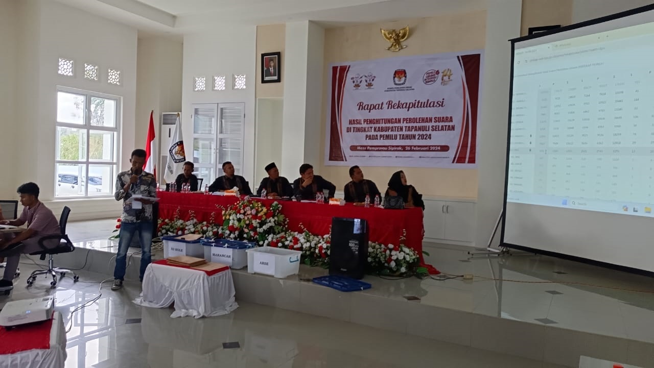 KPU Tapsel Gelar Rekapitulasi Hasil Penghitungan Suara Kabupaten