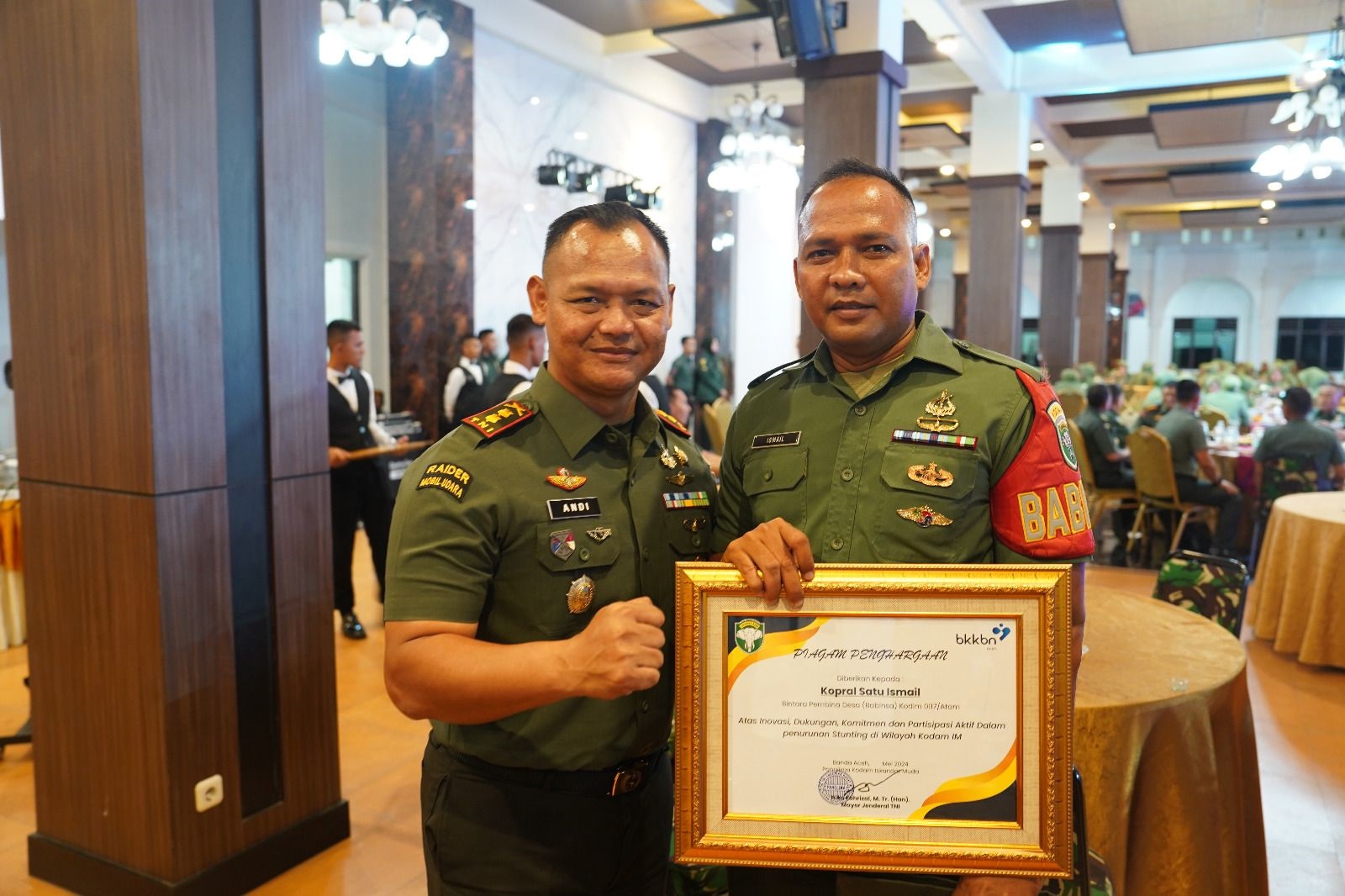 Koptu Ismail Peroleh Penghargaan Dari Pangdam Iskandar Muda