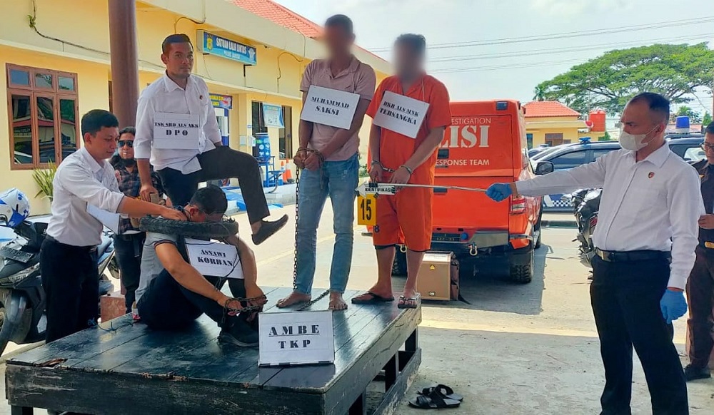 Polres Langsa Gelar Rekonstruksi Pembunuhan Asnawi