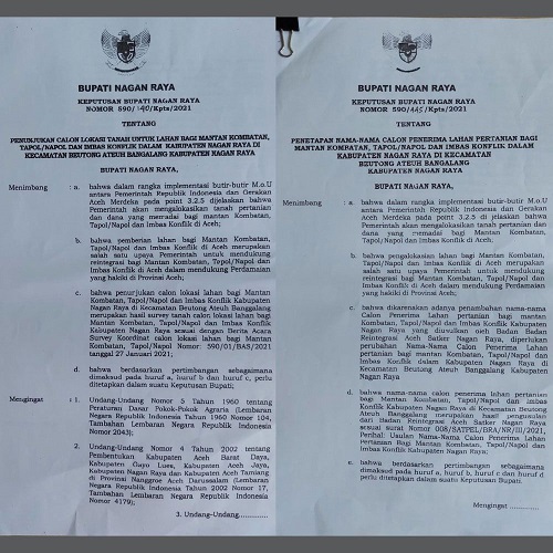 Walhi: Pemanfaatan Lahan Mantan Kombatan Di Nagan Raya Tak Sesuai Tujuan