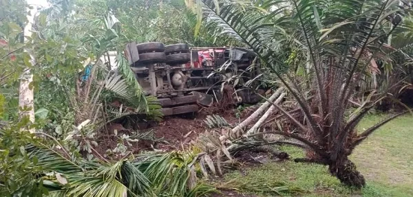 Rem Blong, Truk Tangki BBM Masuk Jurang Di Tapsel
