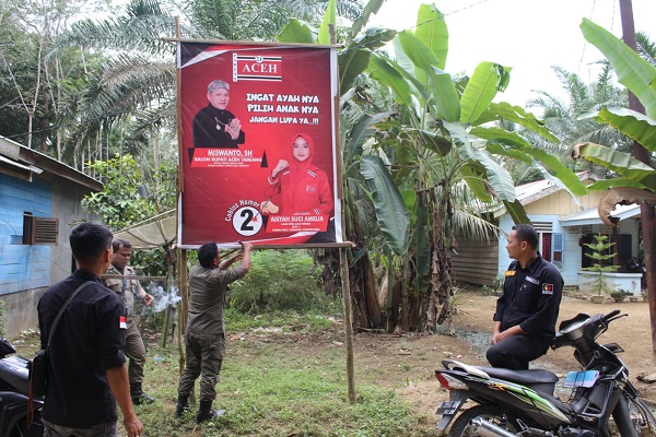 Panwaslih Aceh Tamiang Tertibkan Alat Peraga Langgar Aturan