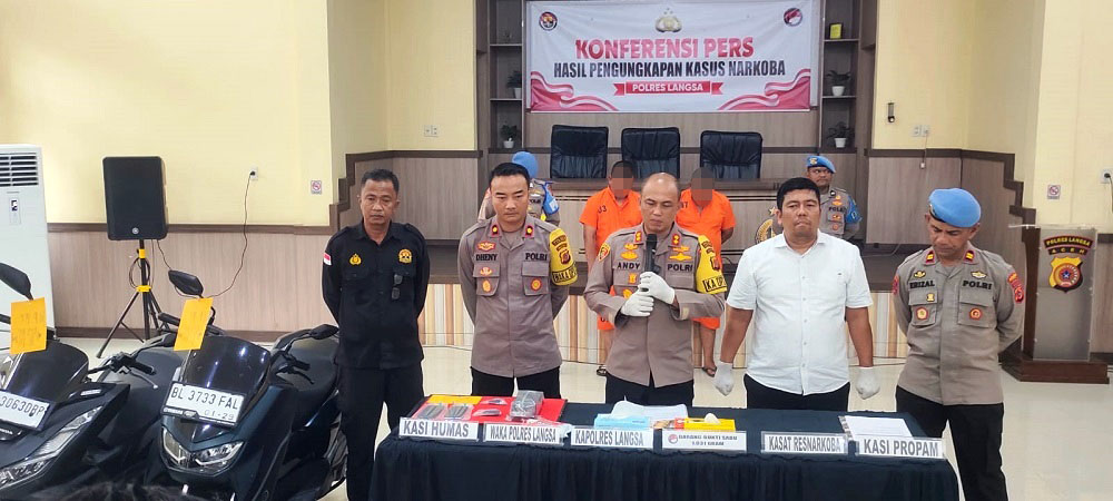Polres Langsa Ringkus Dua Residivis Sabu, BB 1.03 Kg
