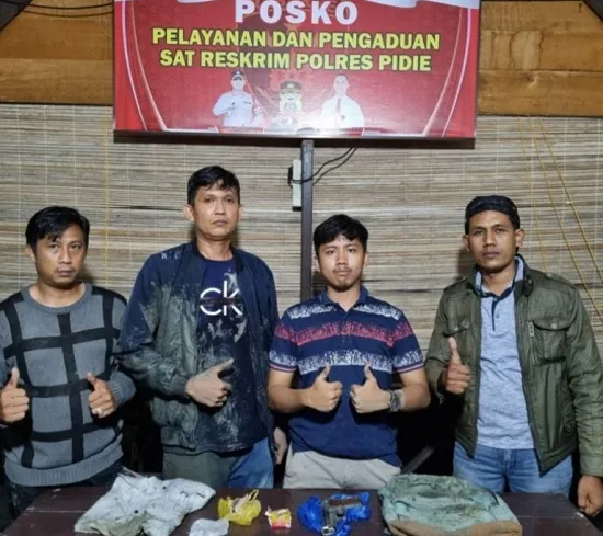 Polres Pidie Temukan Senpi Rakitan Dan Narkoba