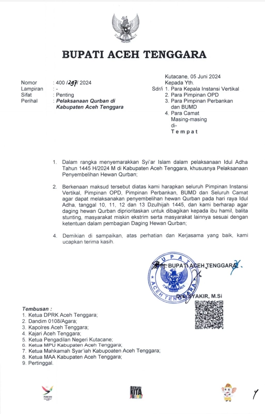 Pj Bupati Agara Ajak Untuk Berlomba-lomba Berkurban Pada Hari Raya Idul Adha