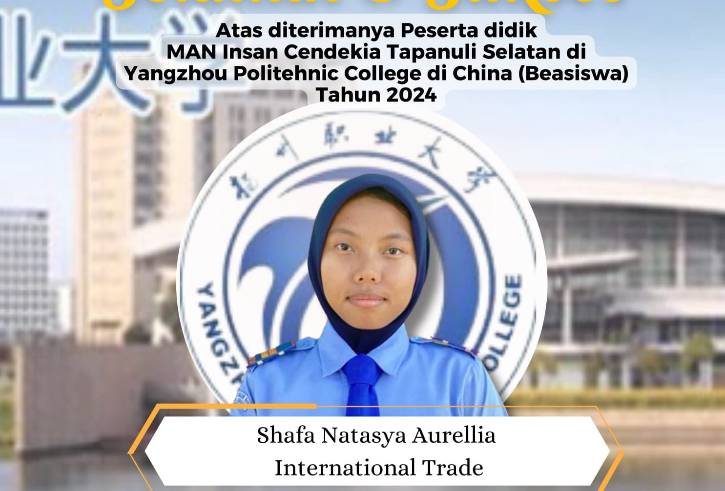 Siswa MAN IC Tapsel Raih Beasiswa Perguruan Tinggi Terfavorit Di China