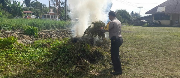 Sambut HUT Ke-78 RI, Bhabinkamtibmas Dan Perangkat Kelurahan Bersihkan Puskud