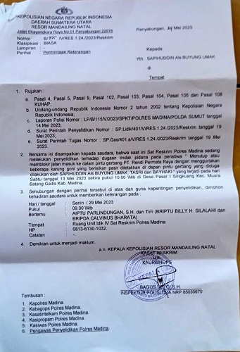 22 Massa Singkuang 1 Dipanggil Polres