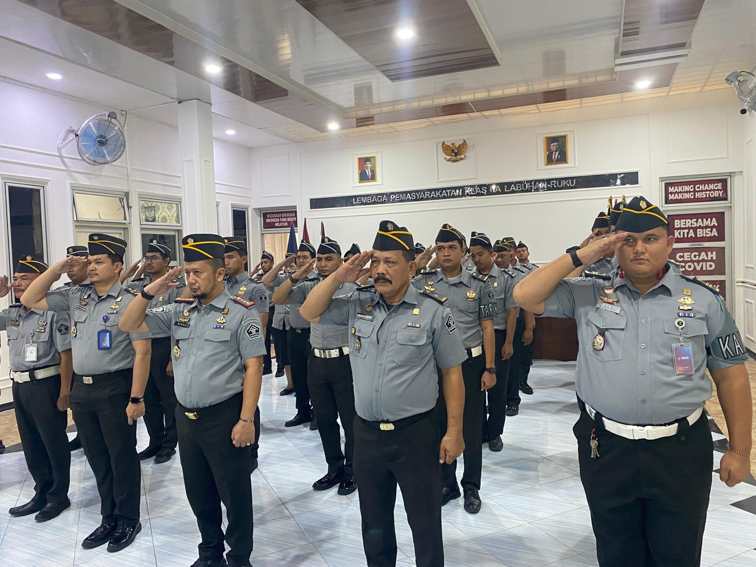 Lapas Labuhan Ruku Ikuti Upacara HBP Secara Virtual