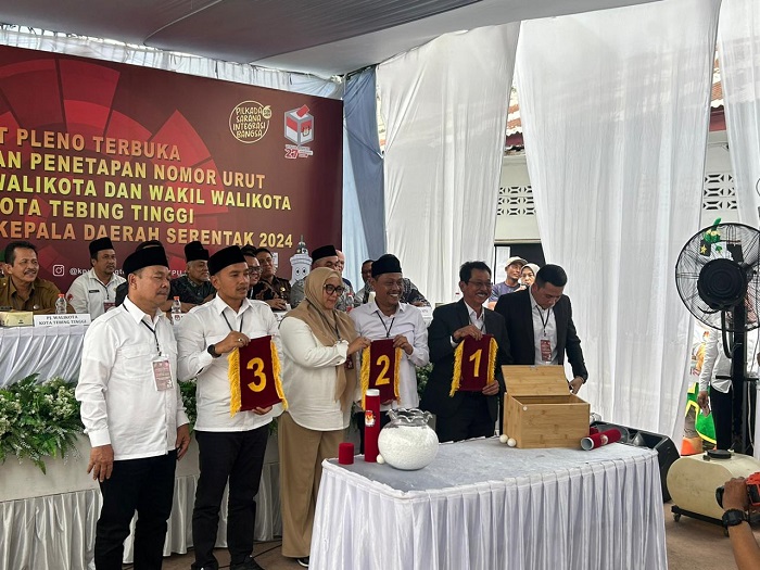 KPU Tebingtinggi Tetapkan Tiga Calon Wali Kota Dan Wakil Wali Kota Beserta Nomor Urutnya
