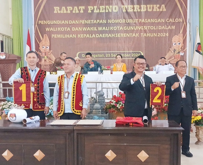 KPU Undi Nomor Urut Paslon Wali Kota Dan Wakil Wali Kota Gunungsitoli