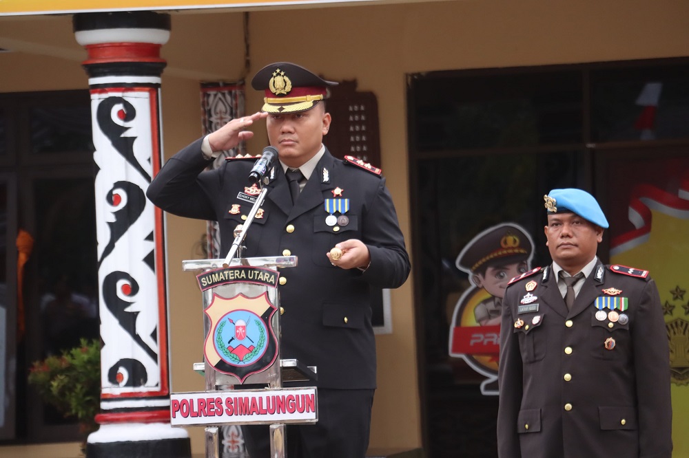 Kapolres Simalungun Pimpin Upacara Peringatan Dan Syukuran HUT Ke-78 Bhayangkara