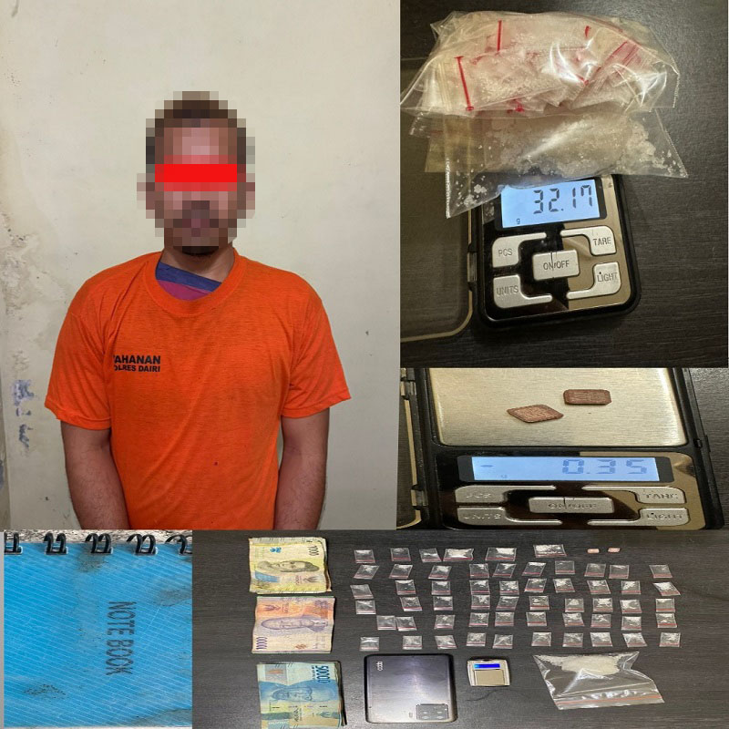 Polres Dairi Ringkus Pemilik Narkoba 32,17 Gram