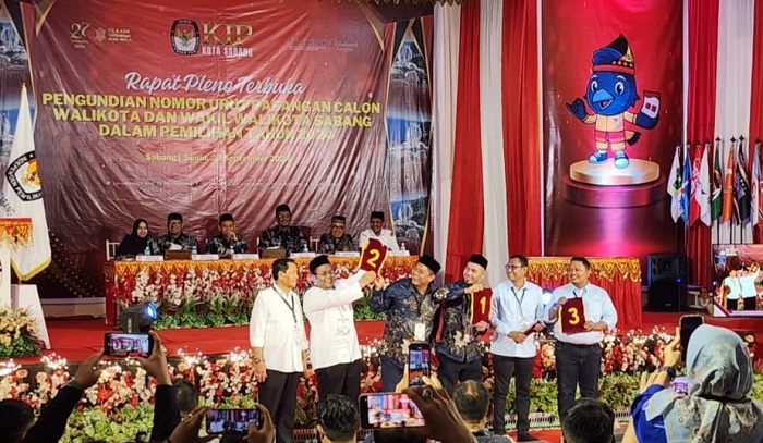 KIP Sabang Undi Nomor Urut Paslon Wali Kota Dan Wakil