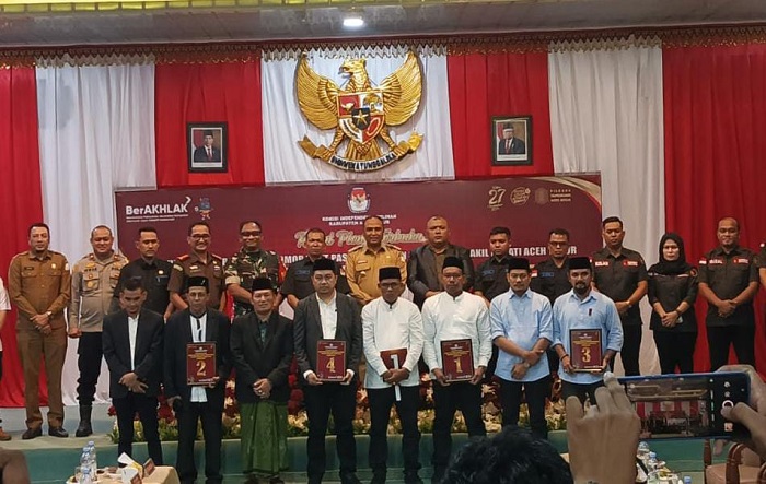 KIP Aceh Timur Tetapkan Nomor Urut Paslon, SAH 1, Rahmad 2, Azan 3 Dan Meusaneut 4