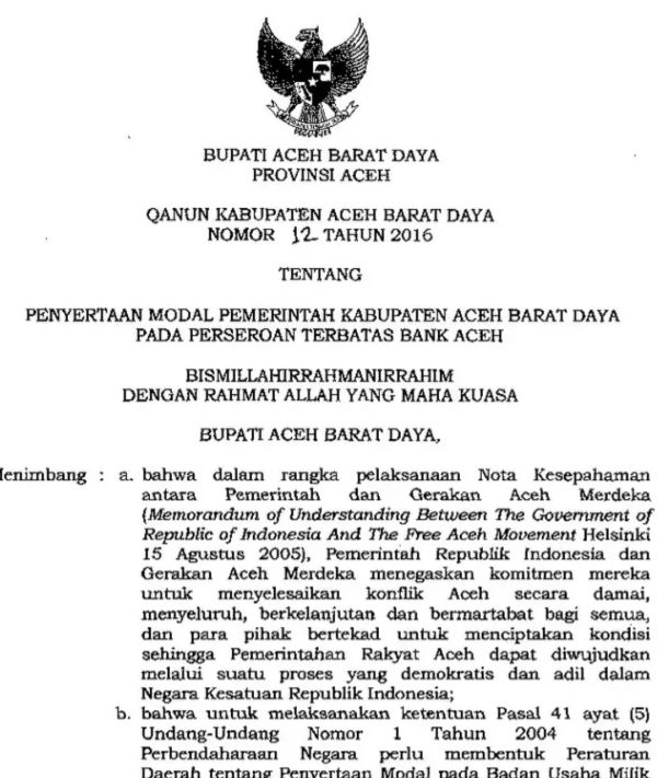 Penyertaan Modal Di Bank Aceh Tak Berdampak Positif