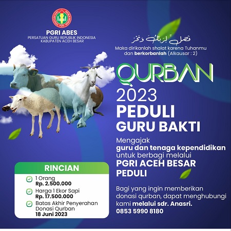 PGRI Aceh Besar Ajak Guru Dan Tenaga Kependidikan Untuk Berkurban
