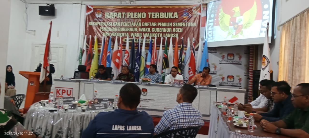 KIP Langsa Rapat Pleno Terbuka DPS, Total Pemilih 128.349