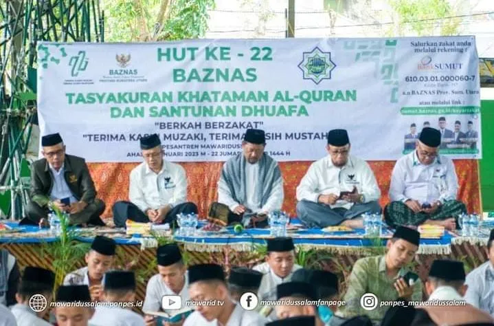 Rayakan HUT Ke 22 Baznas Sumut Khataman Alquran Bersama Santri Mawaridussalam