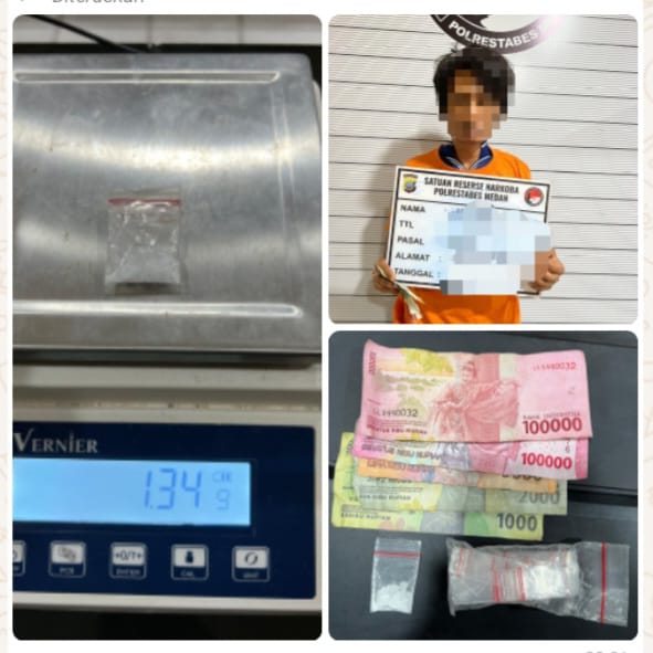 Polrestabes Medan Tangkap Pengedar Narkoba, 1 Gram Sabu Disita