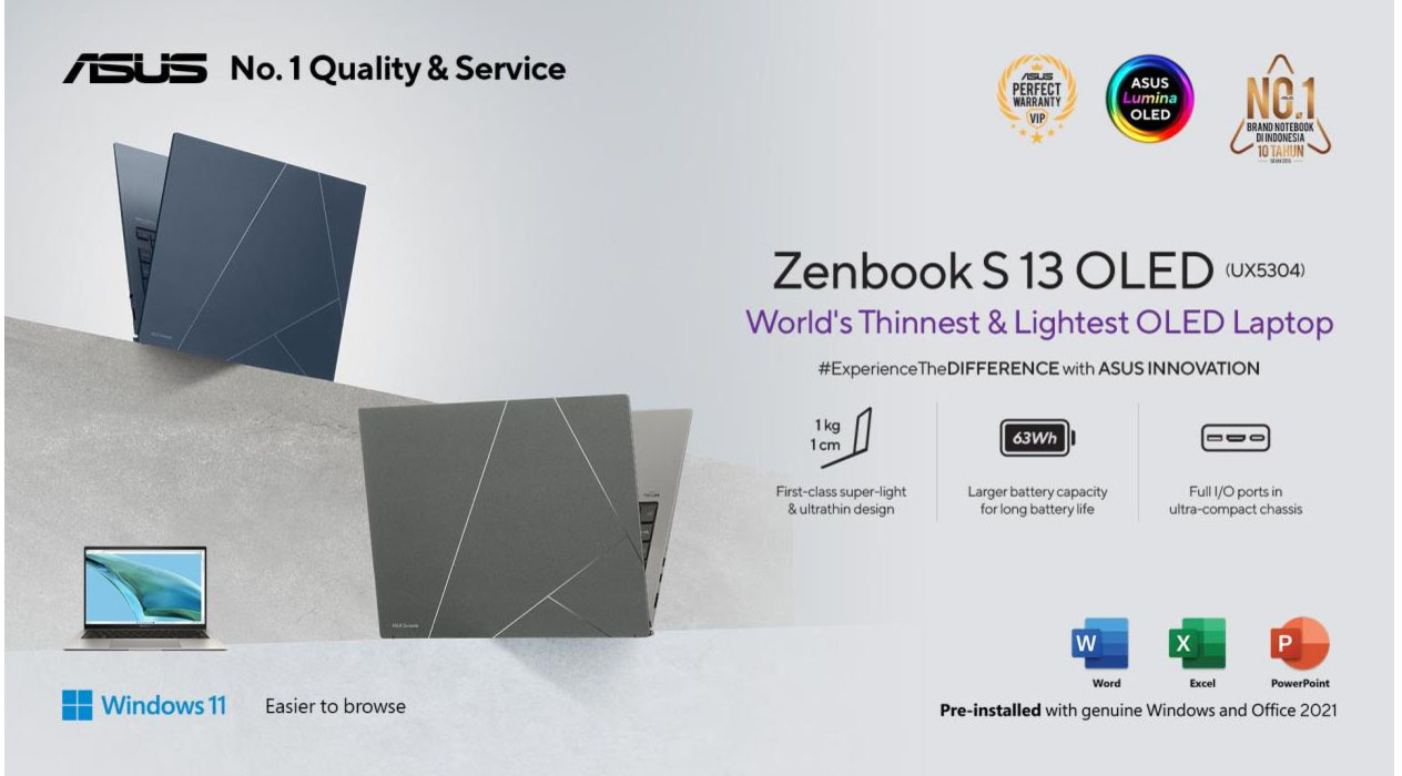 ASUS ZenBook S13 OLED UX5304 Hadir Dengan Kualitas Jempolan