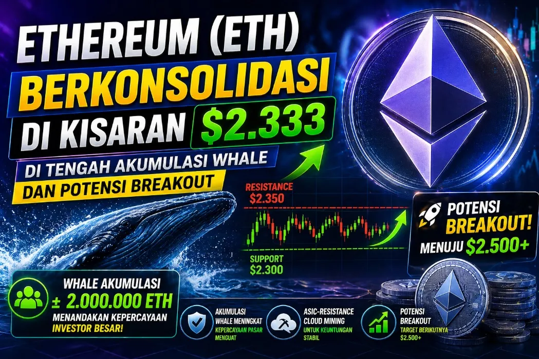 Ethereum (ETH) Berkonsolidasi di Kisaran $2.333 di Tengah Akumulasi Whale dan Potensi Breakout